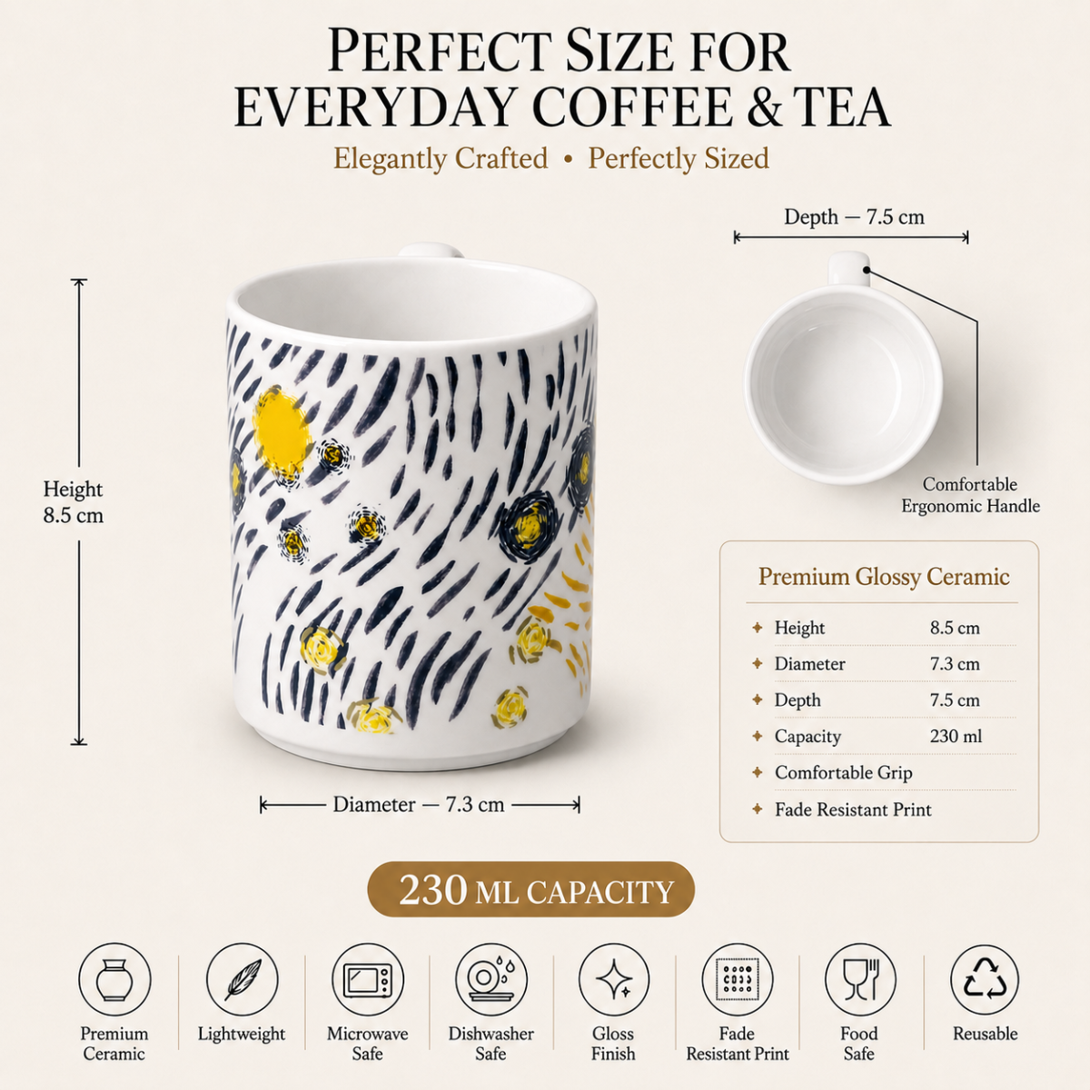 Starry Night Bone China Cup - Image 8