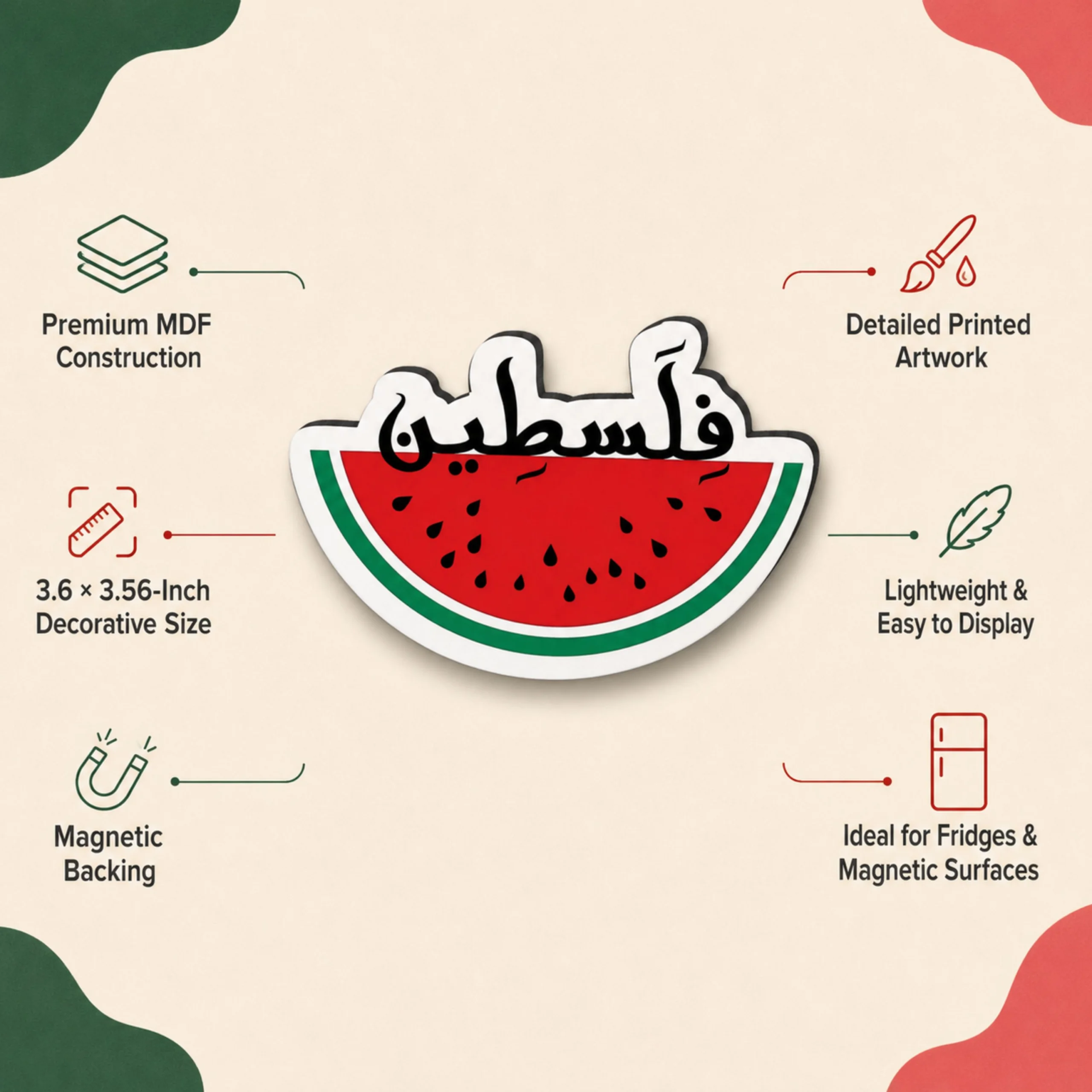 Palestine Watermelon MDF Fridge Magnet - Image 4
