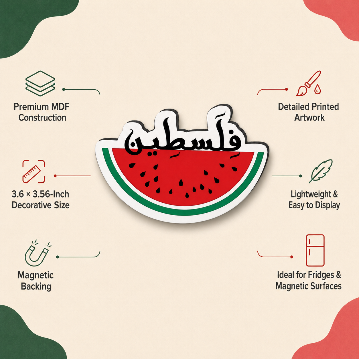 Palestine Watermelon MDF Fridge Magnet - Image 4