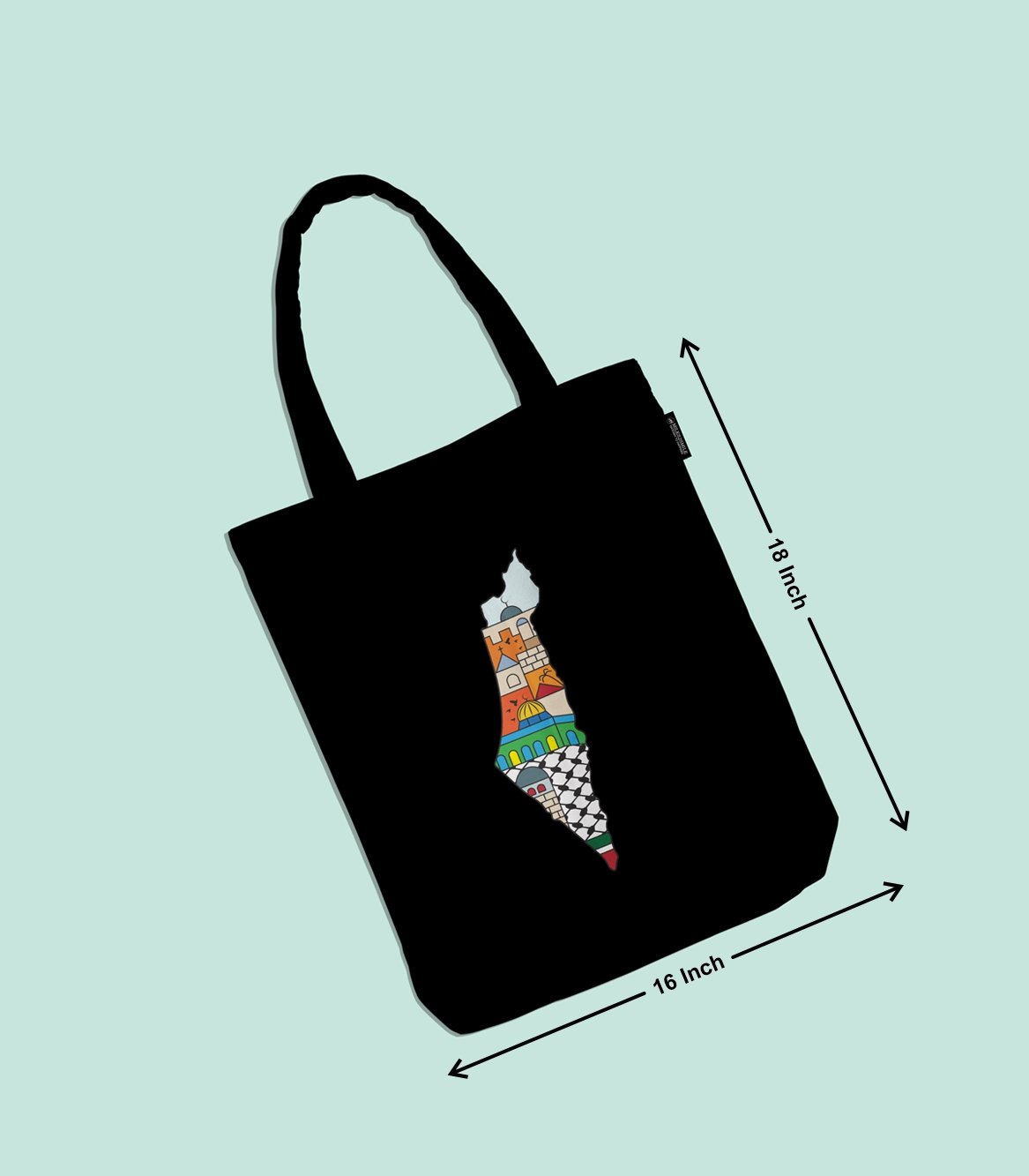 Black Palestine Tote Bag - Image 2