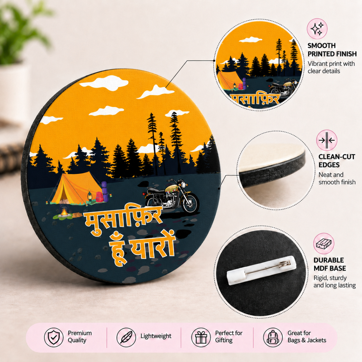 Musafir Hoon Yaro MDF Badges - Image 3