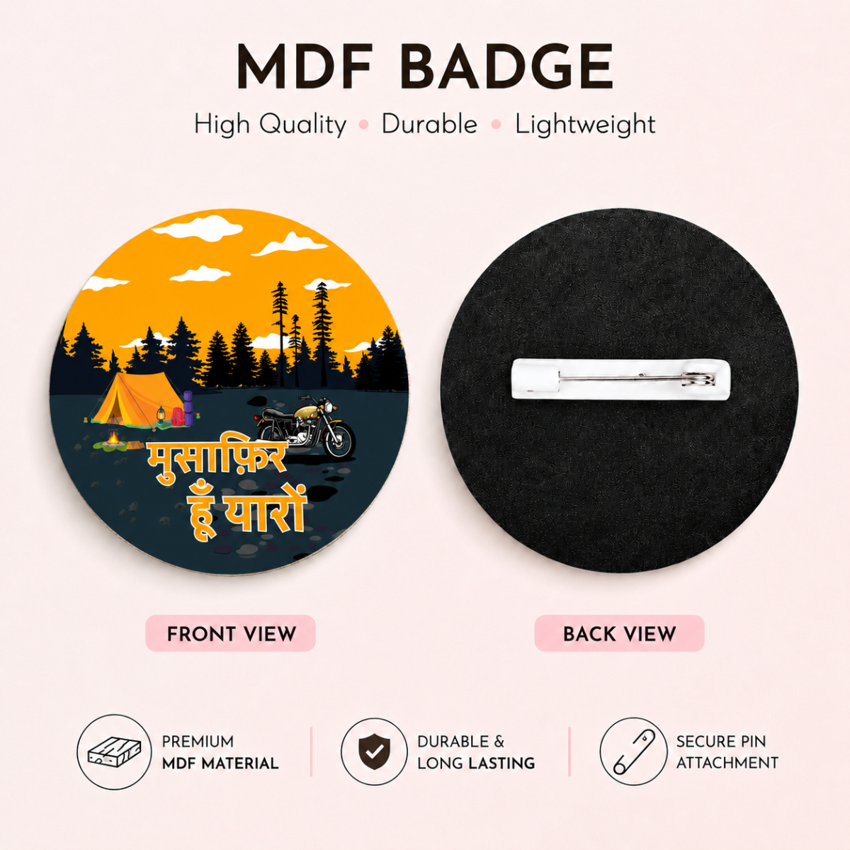 Musafir Hoon Yaro MDF Badges - Image 2