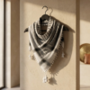 Classic Keffiyeh Scarf – White & Grey
