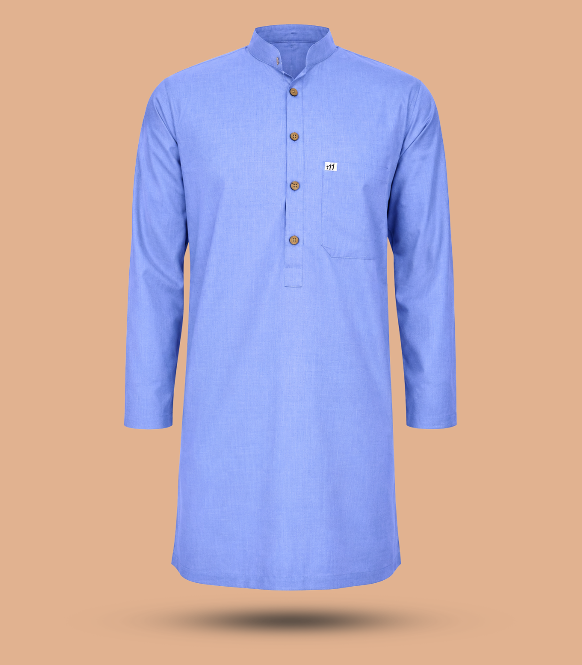 Sky Blue Cotton Kurta For Men