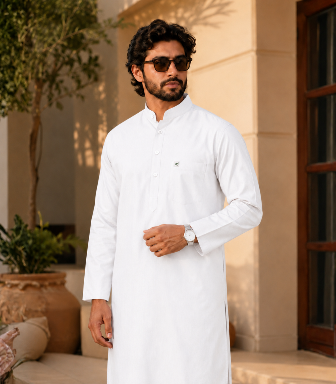 Classic White Cotton Kurta For Men - Image 6