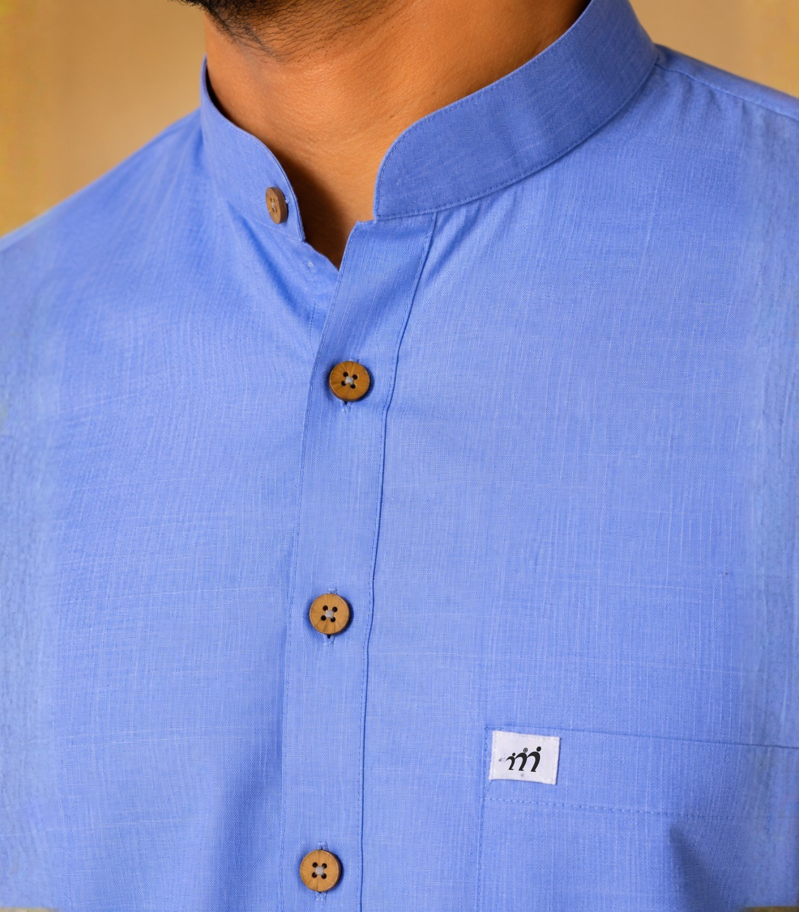 Sky Blue Cotton Kurta For Men - Image 8