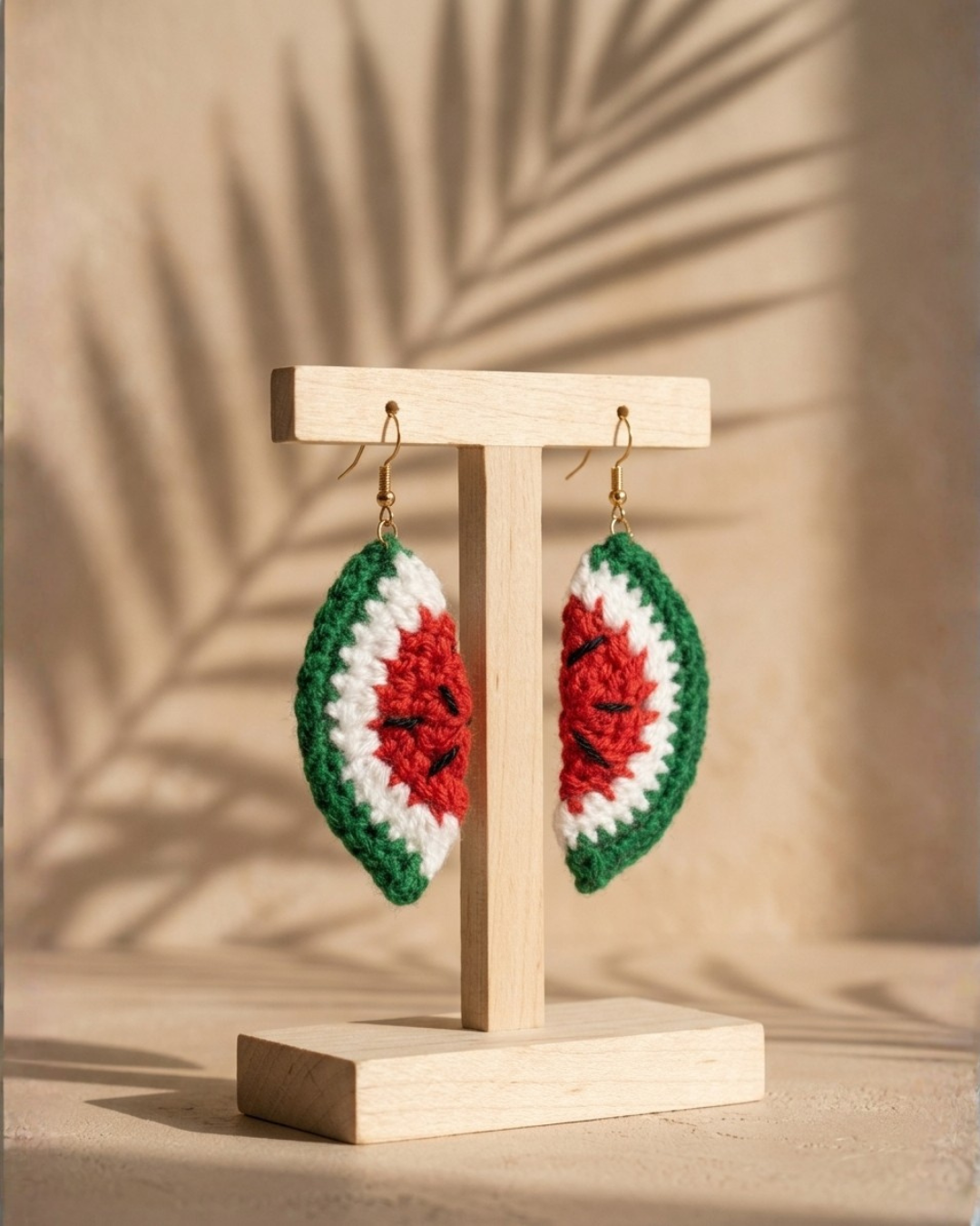 Crochet Watermelon Slice Earrings. - Image 2
