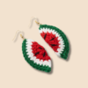 Crochet Watermelon Slice Earrings.