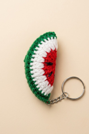 Crochet Watermelon Slice Keychain