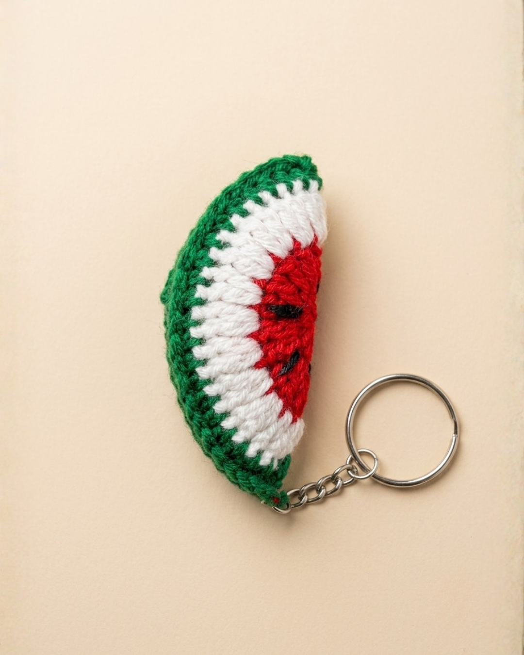 Crochet Watermelon Slice Keychain