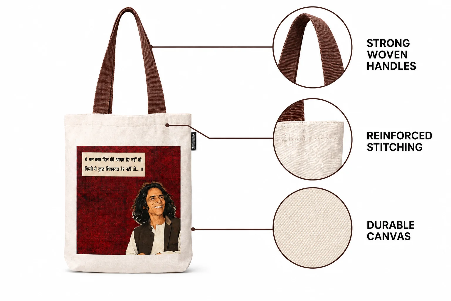 Dil Ki Aadat Printed Canvas Tote Bag - Image 5
